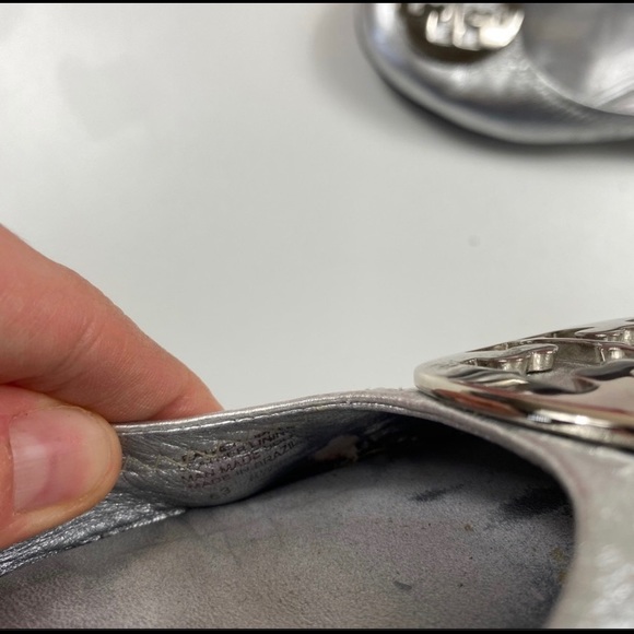 Tory Burch Metallic Silver Reva Flats Size 6.5 - Picture 5 of 5